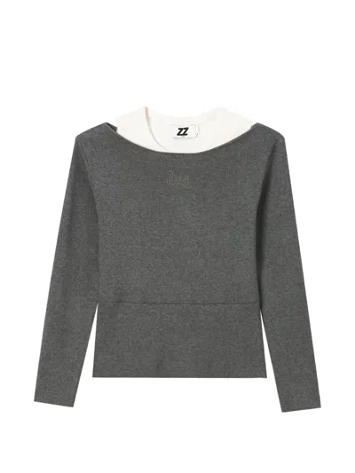 Izzue Layered-effect Long-sleeve Sweater In Gray