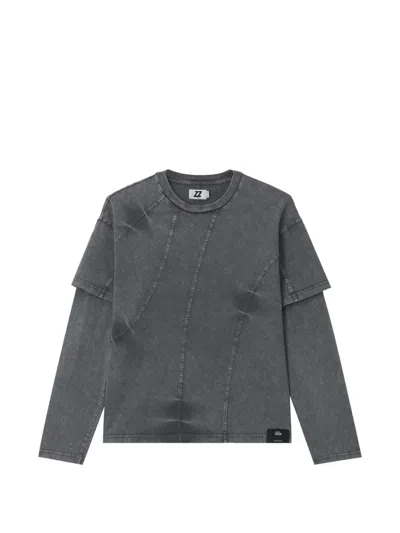 Izzue Layered-sleeve Panelled T-shirt In Blue