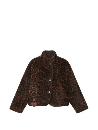 Izzue Leopard-print Faux-fur Jacket In Brown