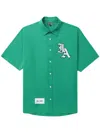 Izzue Logo-appliqué Buttoned-up Shirt In Green