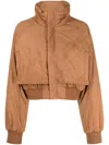 Izzue Logo-appliqué Cropped Jacket In Brown