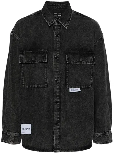 Izzue Logo-appliqué Denim Shirt In Grey