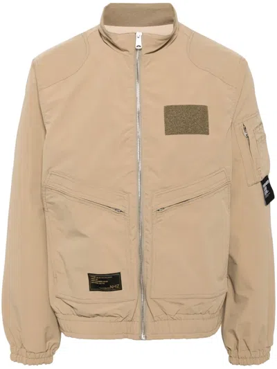 Izzue Logo-appliqué Military Jacket In Brown