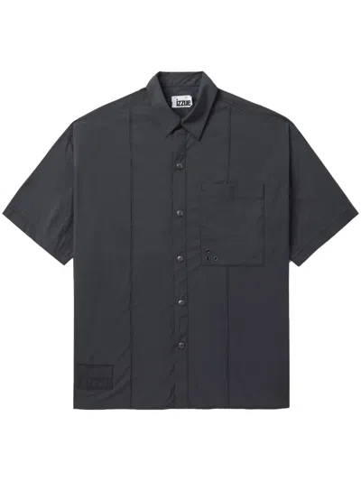 Izzue Logo-appliqué Panelled Shirt In Grey