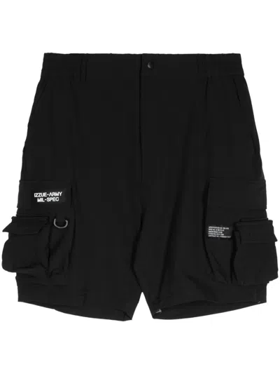 Izzue Logo-appliqué Ripstop Cargo Shorts In Black
