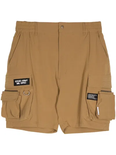 Izzue Logo-appliqué Ripstop Cargo Shorts In Brown