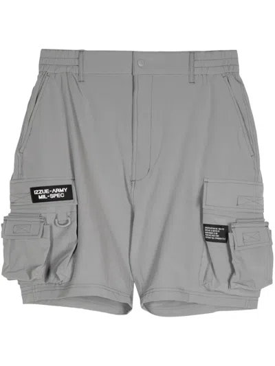 Izzue Logo-appliqué Ripstop Cargo Shorts In Grey