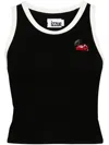 Izzue Logo-embroidered Contrasting-trim Tank Top In Black
