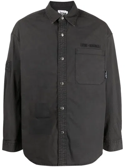 Izzue Logo-embroidered Cotton-blend Shirt In Grey