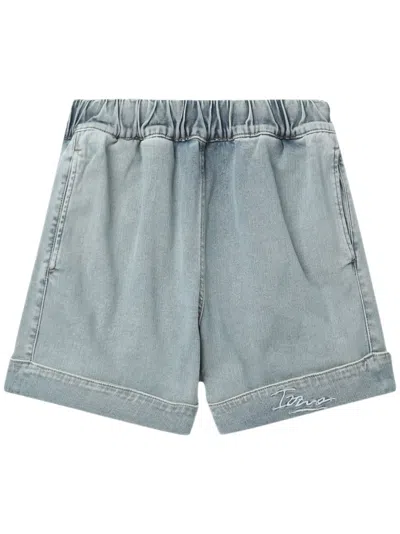 Izzue Logo-embroidered Cotton-blend Shorts In Blue