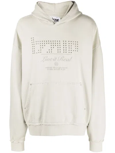 Izzue Logo-embroidered Cotton Hoodie In Grey