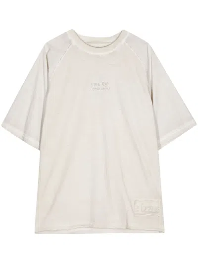 Izzue Logo-embroidered Cotton T-shirt In Grau