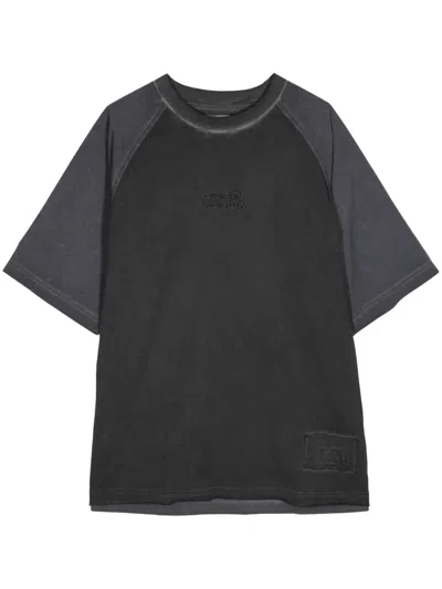 Izzue Logo-embroidered Cotton T-shirt In Grau