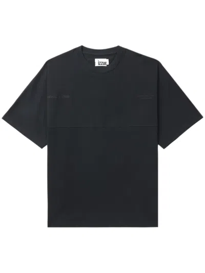 Izzue Logo-embroidered Cotton T-shirt In Schwarz
