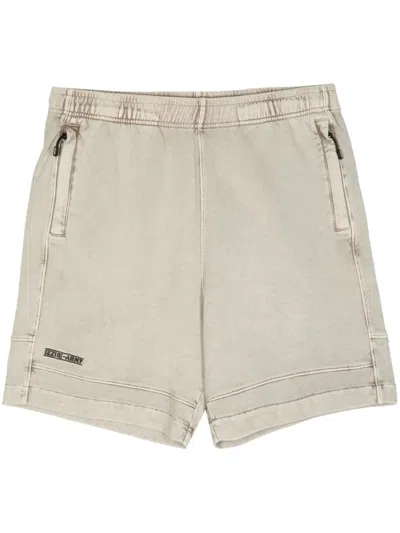 Izzue Logo-embroidered Cotton Track Shorts In Brown