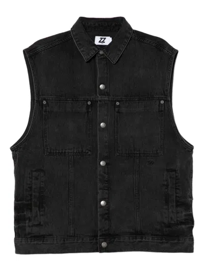 Izzue Logo-embroidered Denim Jacket In Black