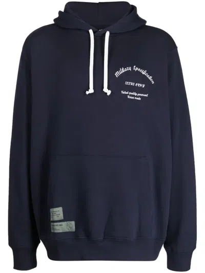 Izzue Logo-embroidered Drawstring Cotton Hoodie In Blue