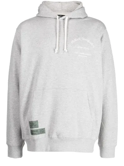 Izzue Logo-embroidered Drawstring Cotton Hoodie In Grey