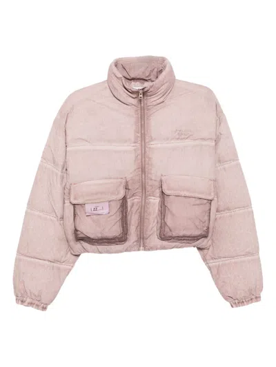 Izzue Logo Embroidered Puffer Jacket In Pink