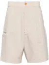 Izzue Logo-embroidered Straigh-leg Shorts In Neutrals