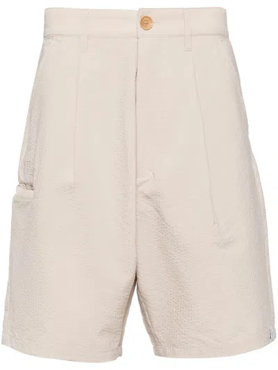 Izzue Logo-embroidered Straigh-leg Shorts In Neutrals