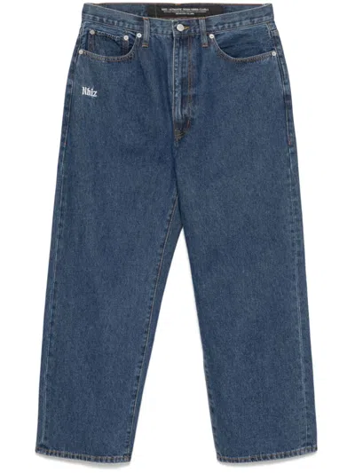 Izzue Logo-embroidered Tapered Jeans In Blue
