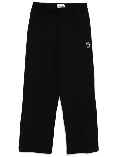 Izzue Logo-embroidered Trousers In Black
