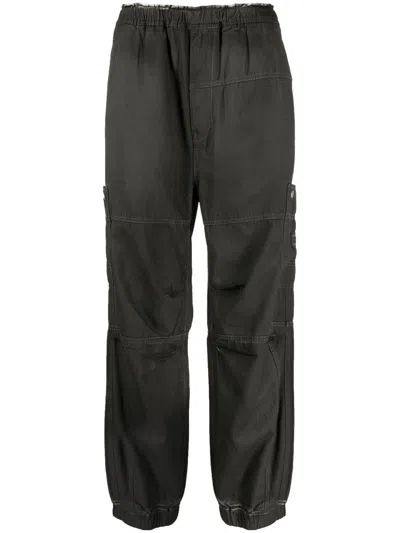 Izzue Drawstring-waist Cotton Cargo Trousers In Grey