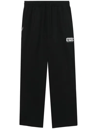 Izzue Logo-embroidery Cotton Track Pants In 黑色