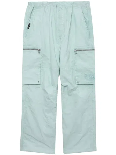 Izzue Logo-embroidery Crinkled Cargo Trousers In 蓝色