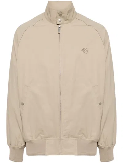 Izzue Logo-embroidery Gabardine Bomber Jacket In Neutrals