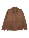 Izzue Logo Faux-suede Jacket In Brown
