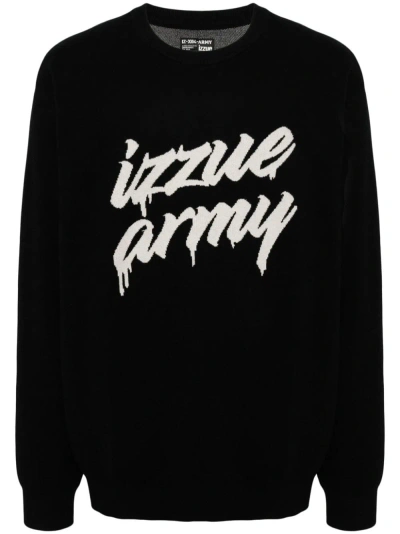 Izzue Logo-intarsia-knitted Jumper In Black