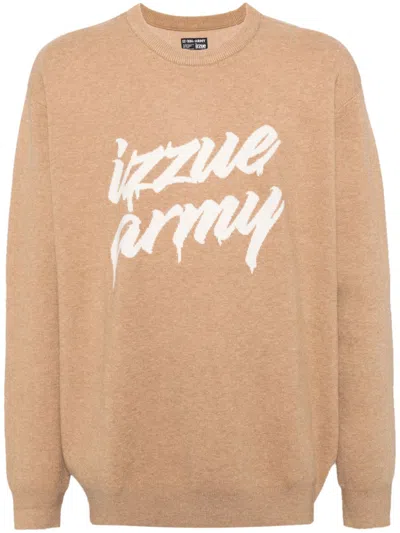 Izzue Logo-intarsia-knitted Jumper In Neutrals