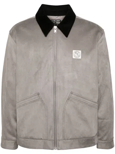 Izzue Logo-patch Bomber Jacket In Grey