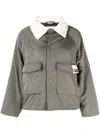 Izzue Logo-patch Contrast-collar Shirt Jacket In Green