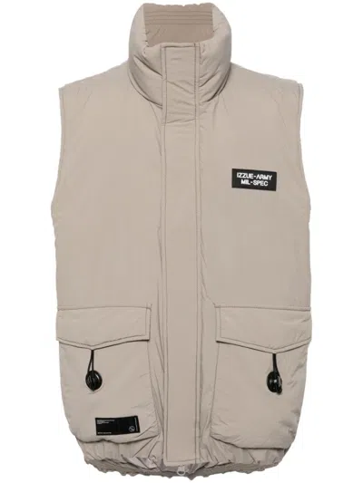 Izzue Logo-patch Down Jacket In Neutrals