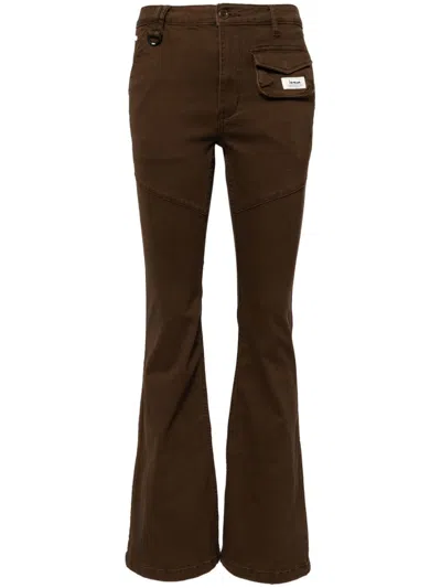 Izzue Logo Patch Flared Trousers In Brown