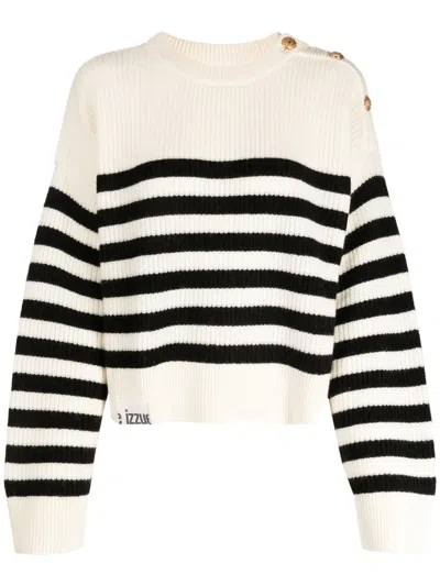 Izzue Logo-patch Striped Jumper In Black