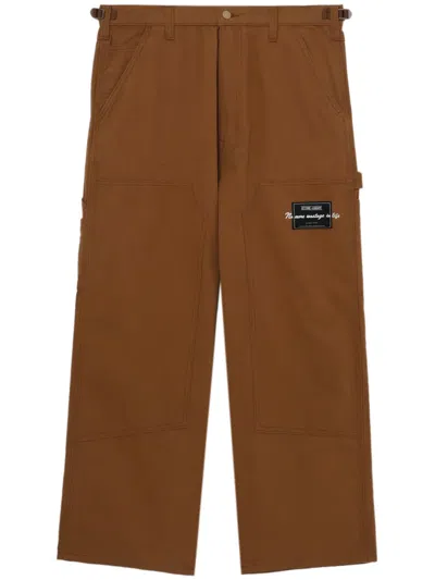 Izzue Logo-patch Wide-leg Trousers In 中性色