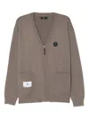 Izzue Logo Patched Front-zip Cardigan In Brown
