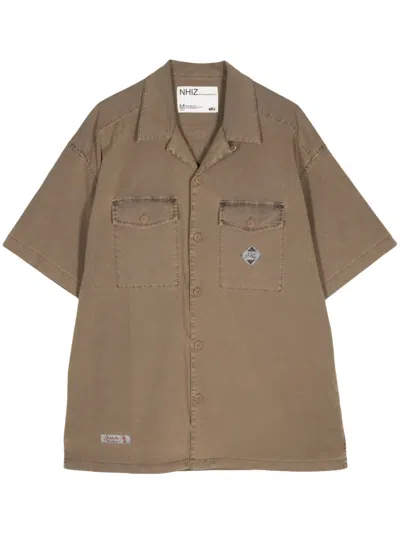 Izzue Logo-patches Short-sleeve Shirt In Brown