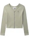 Izzue Logo-plaque Cotton Cardigan In Green
