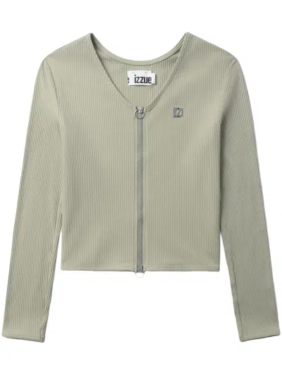 Izzue Logo-plaque Cotton Cardigan In Green