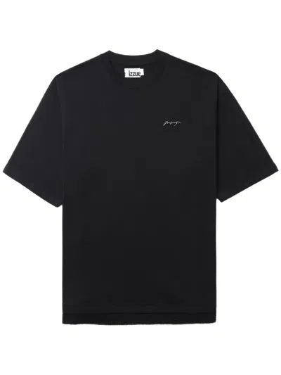Izzue Logo-plaque Cotton T-shirt In Black