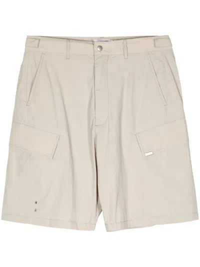 Izzue Logo-plaque Eyelet-detail Cargo Shorts In Neutrals