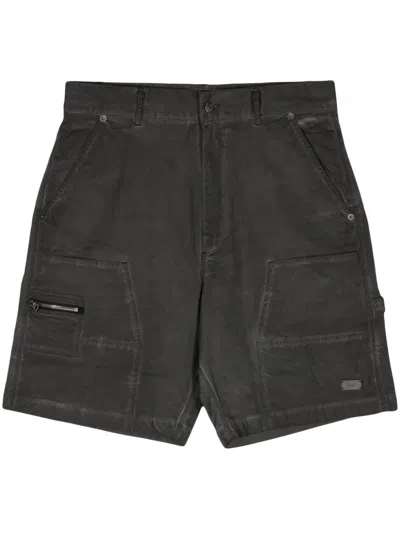 Izzue Logo-plaque Faded-effect Cargo Shorts In Grey