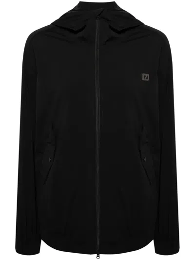 Izzue Logo-plaque Hooded Jacket In Black