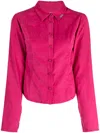 Izzue Logo-plaque Pointed-collar Long-sleeve Shirt In Pink