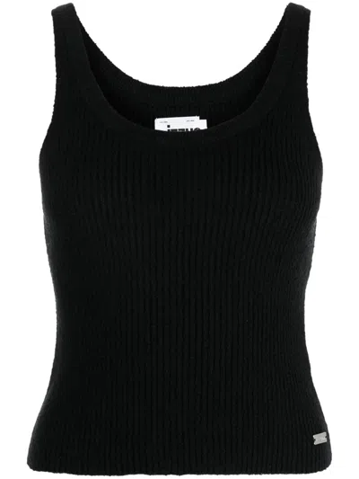 Izzue Logo-plaque Ribbed Tank Top In Black